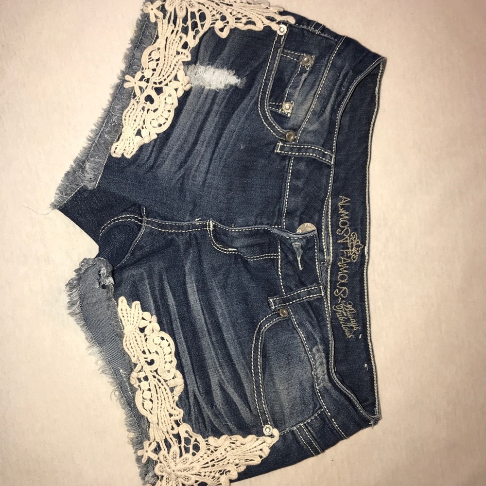 Jean shorts. Lace design